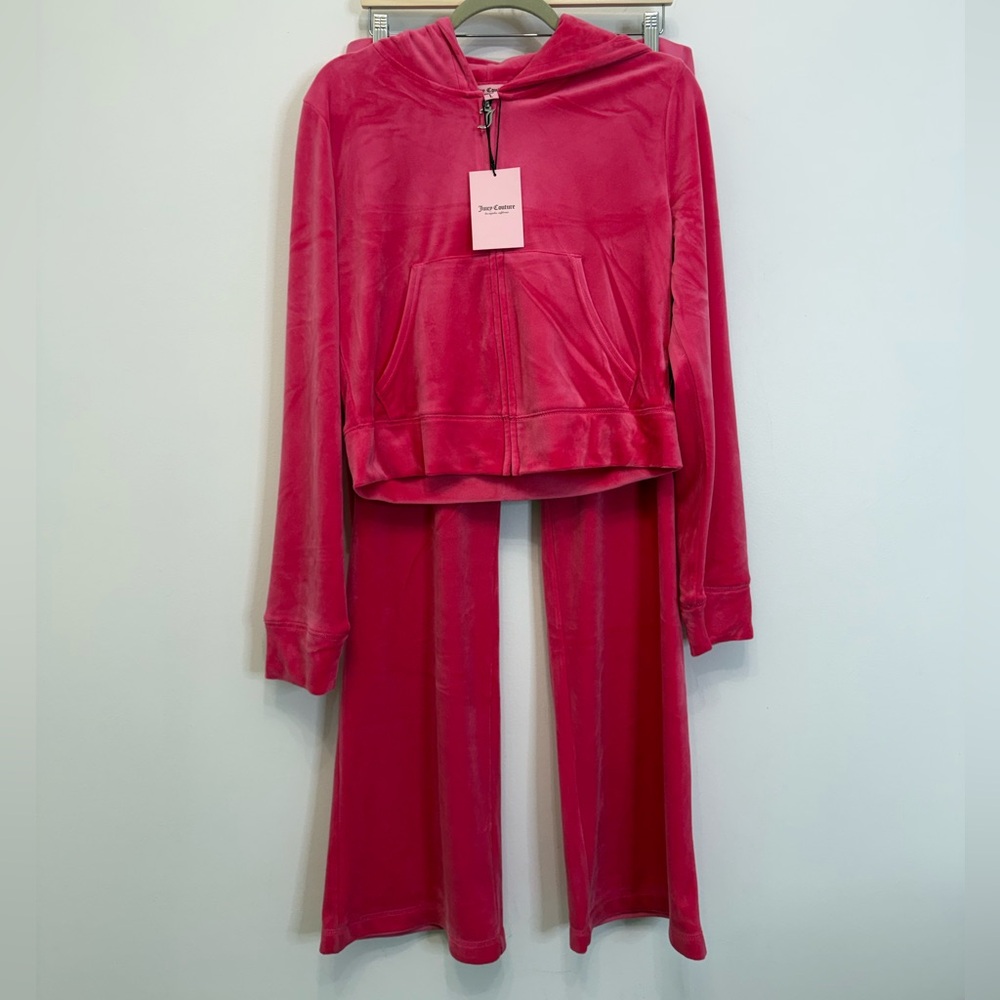 Juicy Couture Classic Bling Velour Tracksuit Set Pink Party Women’s Large NWT